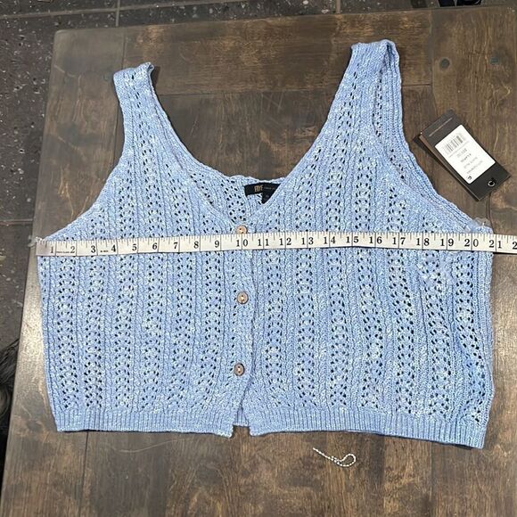 Nwt Frye BUTTON-UP POINTELLE  knitted crop TANK XL - Picture 5 of 9